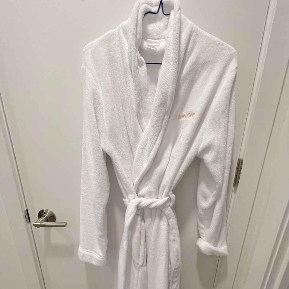 Calvin klein thick dressing gown in white, XS/S